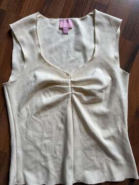 Muse Republic Clothing Cream Front-Ruched Sleeveless Tank Top